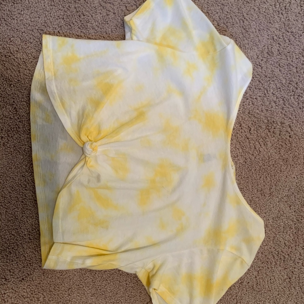 Yellow tie dye crop top